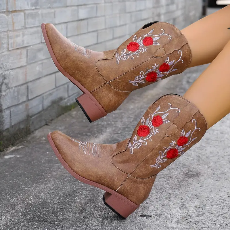 🔥49% OFF💝Women's Rose Western Cowboy Boots