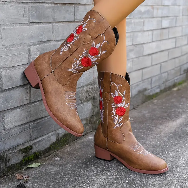 🔥49% OFF💝Women's Rose Western Cowboy Boots