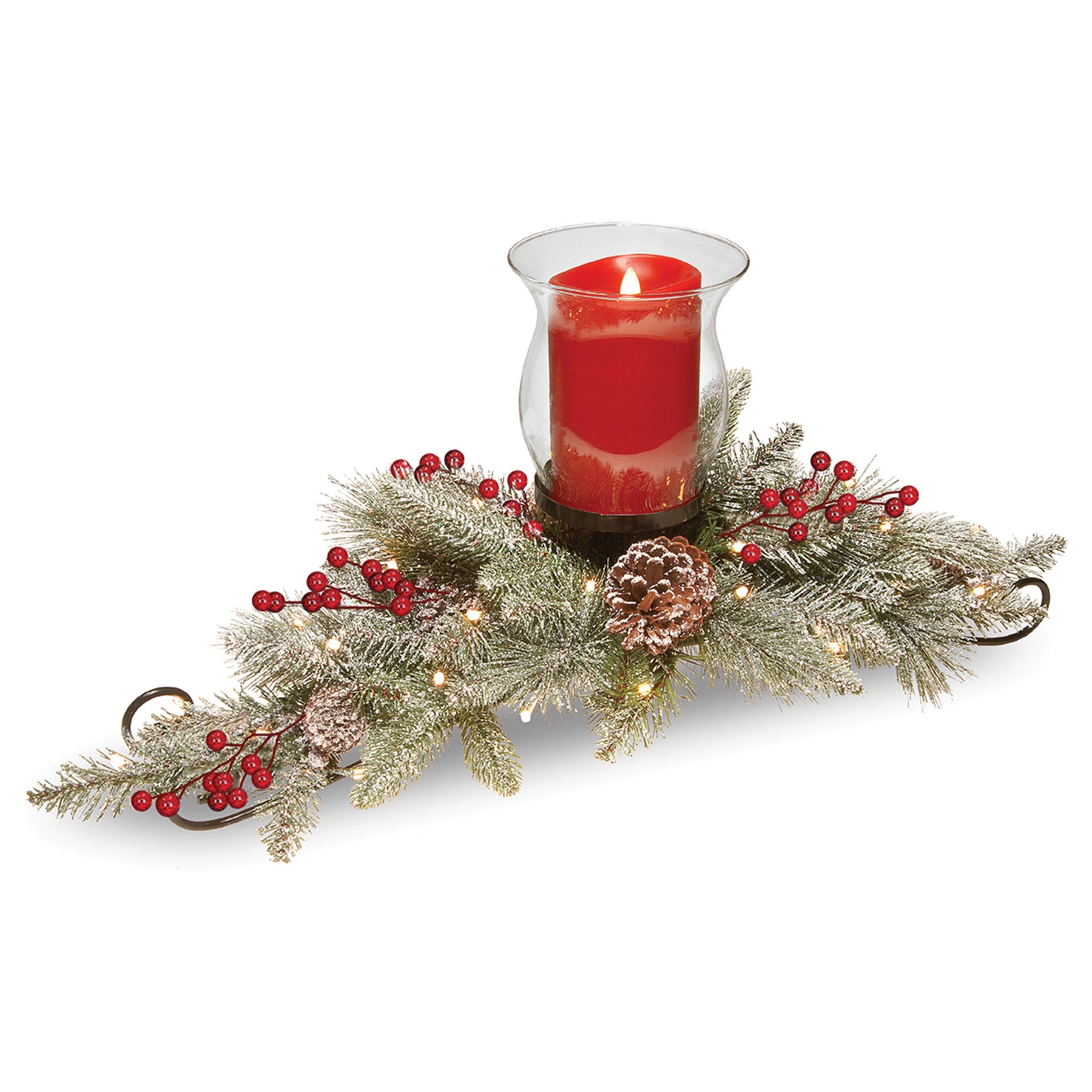 Snowy Bristle Berry Candleholder Centerpieces
