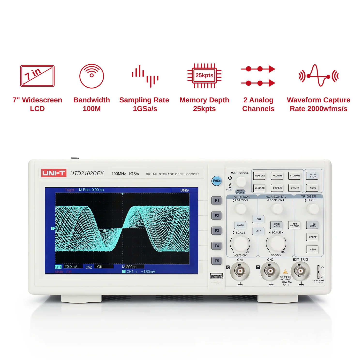 UNI-T UTD2102CEX Dual Channel Digital Storage Oscilloscope